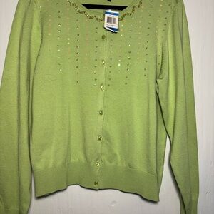 Style & Co. Light Green Embellished Cardigan
